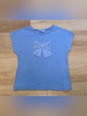 Mayoral Girls Blue Bow Short-Sleeve Tee